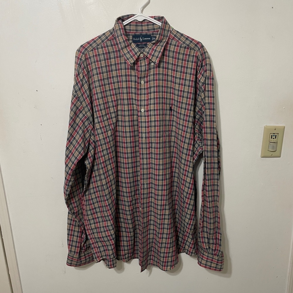 Ralph Lauren Blake Men's Plaid Button Down Shirt Long Sleeve Classic Fit XL